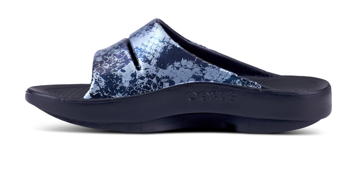 Women's OOahh Luxe Slide Sandal - Metallic Blue Snake (SALE)