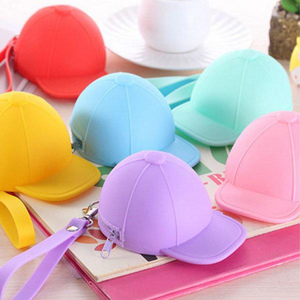 Creative Cute Silicone Wallet Candy Color Key Bag Baseball Cap Hat Mini Coin Bag Organizer