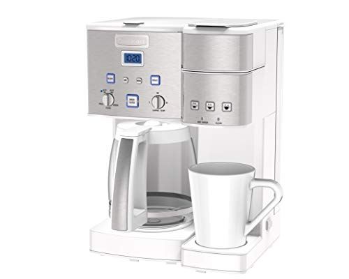12-Cup Coffeemaker and Single-Serve Brewer, White Stainless Steel