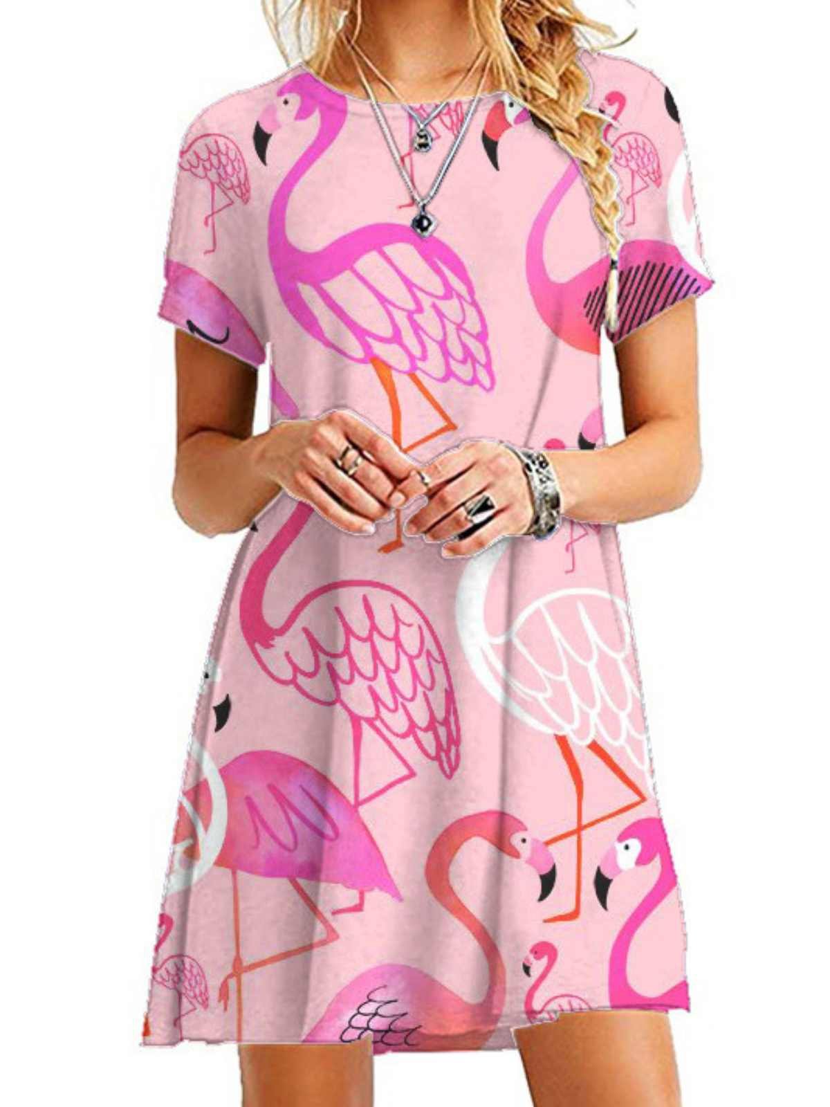 Simple Printed Short Sleeve Dresses