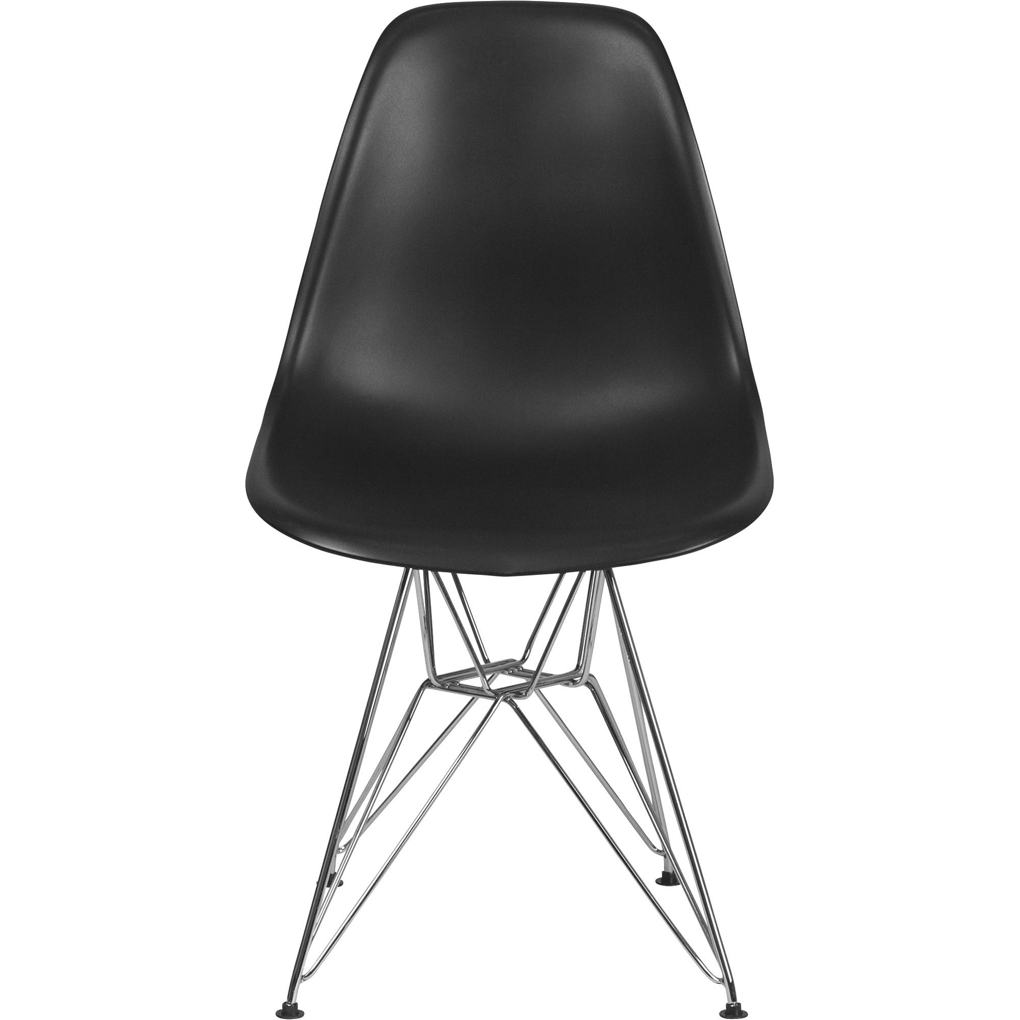 Flash Furniture Elon Series Black Plastic Chair with Chrome Base
