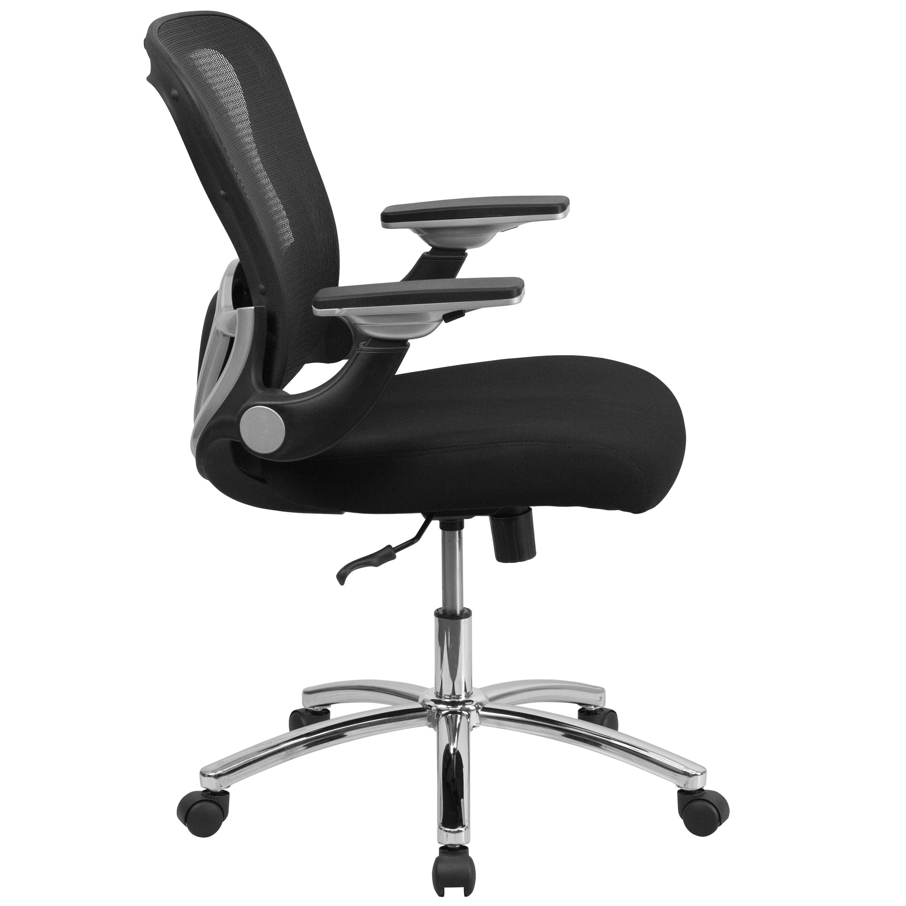 A Line Furniture Executive Ventilated Mesh Back Swivel Office Chair with Height Adjustable Flip-Up Arms, Size: Black