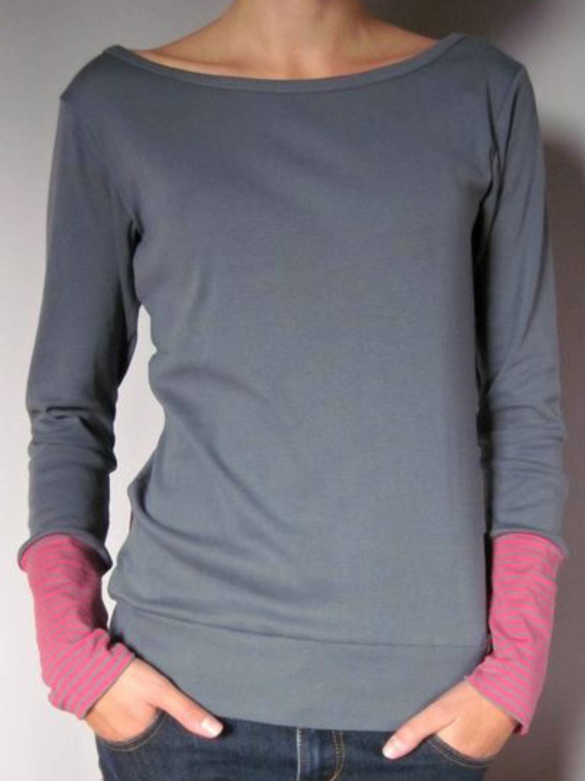 Gray Casual Crew Neck Shirts & Tops