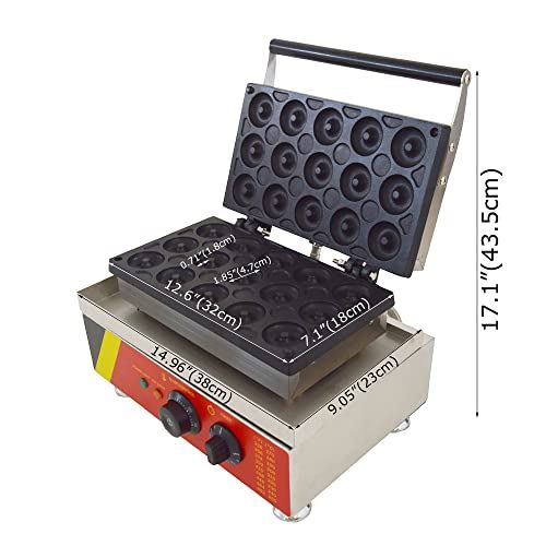Donut Maker Machine 1.5KW Iron Waffle Kitchen Tool with Maker 15 Grids