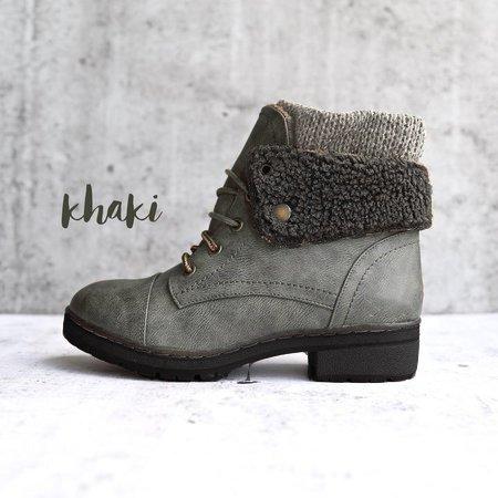 Winter Handmade Leather Knit Sweater Cuff Ankle Boots