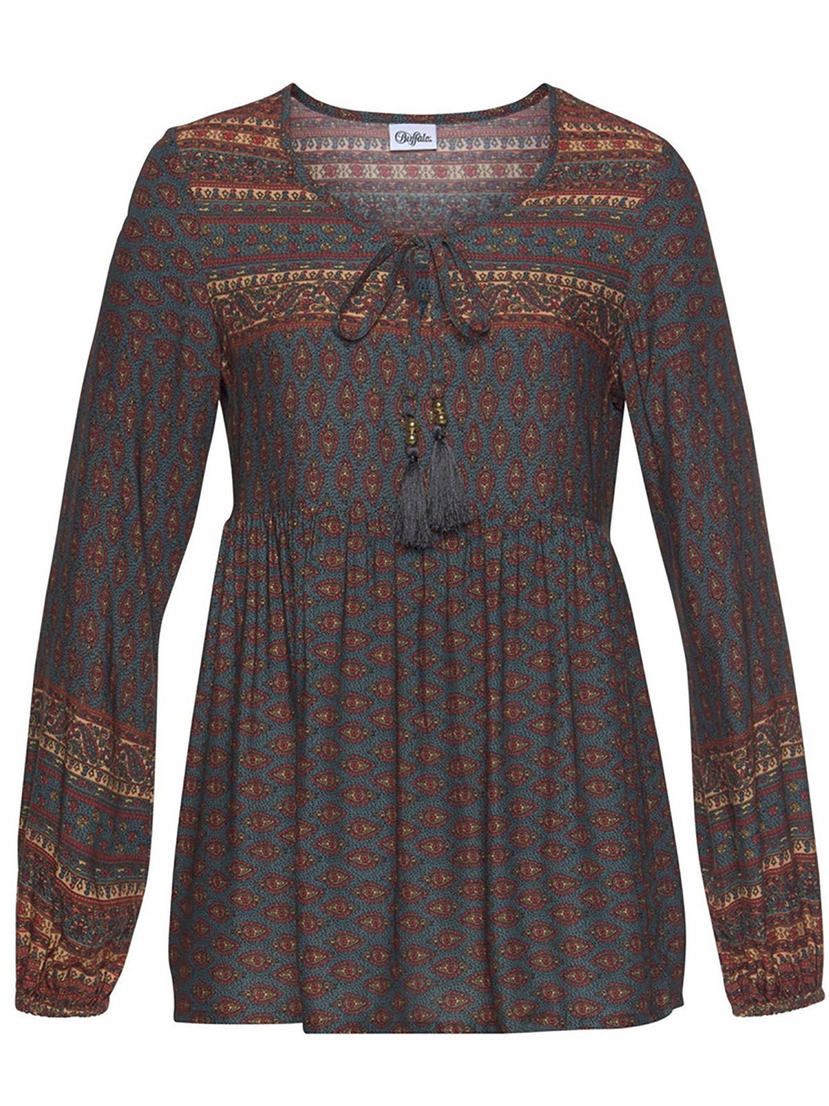 Tribal V Neck Long Sleeve Blouse
