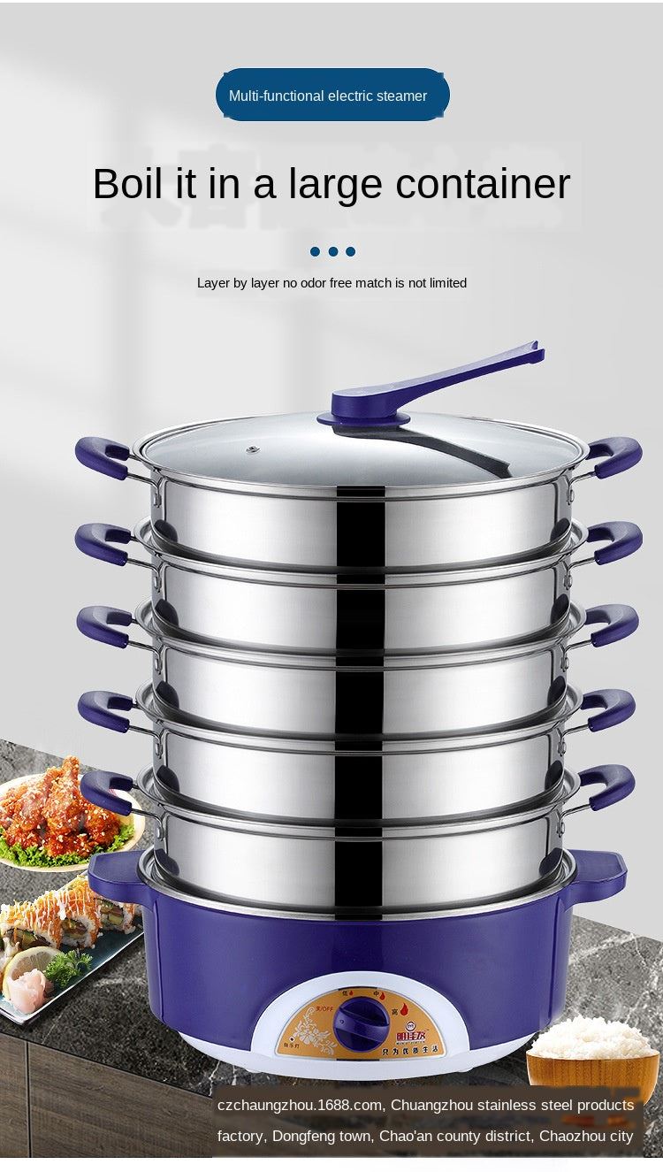 Stainless Steel Electric Food Steamer Pot Stainless  Pan Rice Bun Steamer Steam Cooker Instant