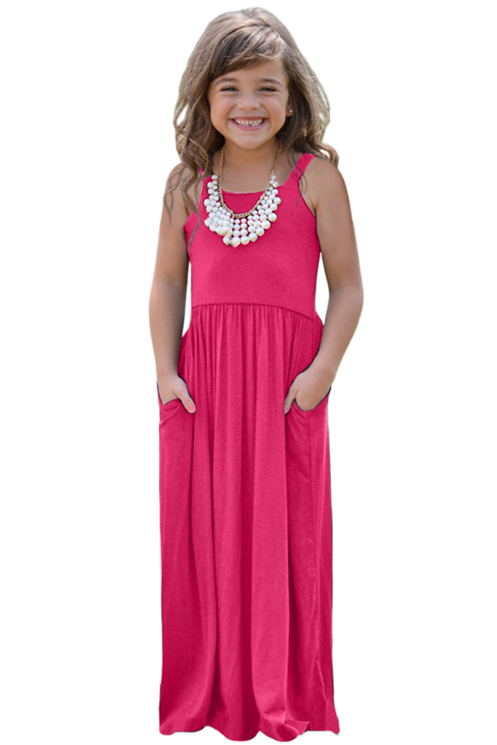Rose Girls Suspender Pocket Dress