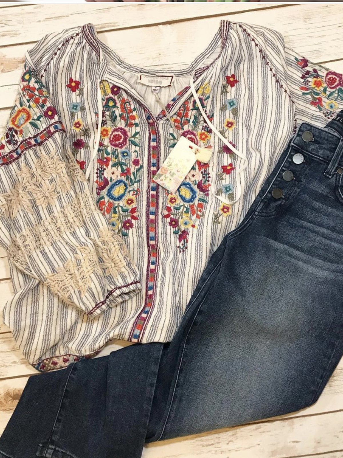 Boho Holiday Floral Cotton-Blend Shift Sweet Shirts & Tops