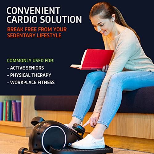 DeskCycle Ellipse Under Desk Elliptical Machine, Compact Mini- Black