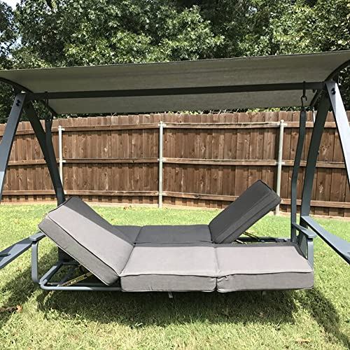 3 Person Patio Swinging Bench with Adjustable Canopy & Weather Resistant Steel Frame