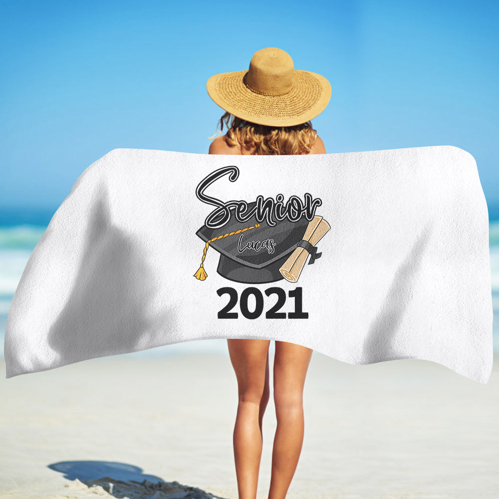 Class Of 2021 Personalized Name Graduation Beach Towel II