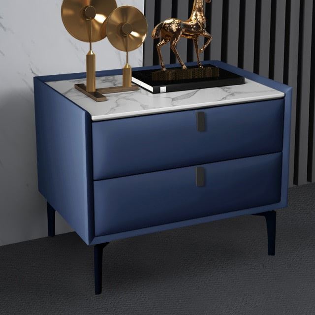 Simple Master Bedroom Bedside Cabinet All Solid Wood Bedside Table Leather