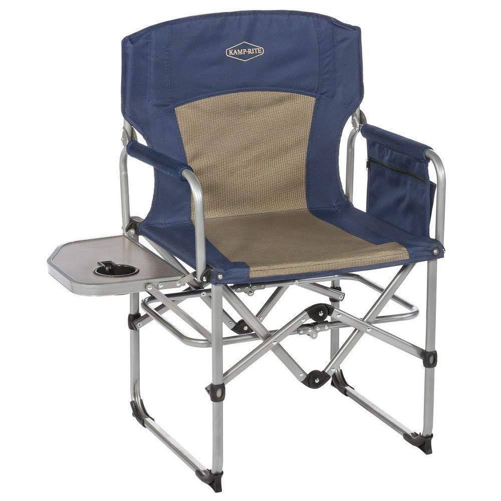 Kamp-Rite Compact Folding Outdoor Camping Directors Chair with Side Table (2 Pack)