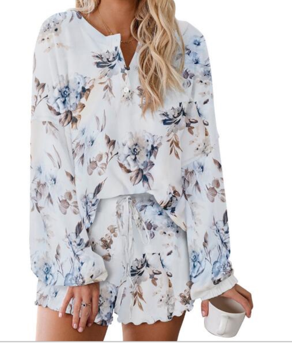 Falls Flower Two Piece Shorts Pajama Set