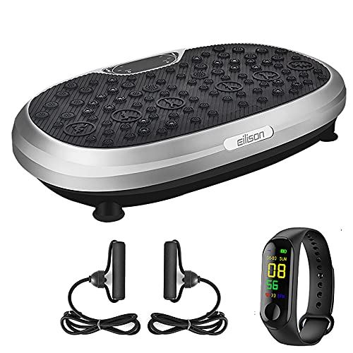 EILISON FitMax KM-818 3D Vibration Plate Exercise Machine with Loop Bands �C Full Body Vibration Platform Machines for Home Fitness- Silver