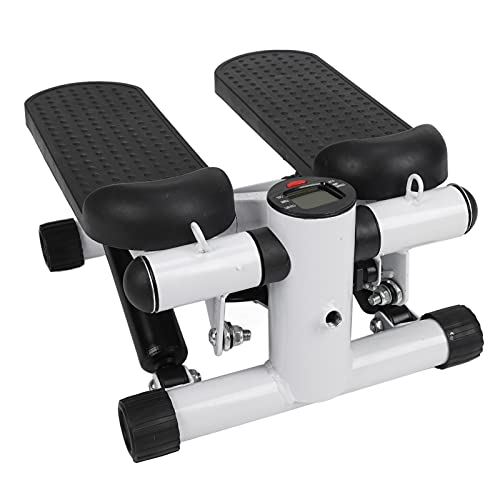 Mini Stepper Portable Eliptical Stair Stepper LCD Step Stepping Fitness Machine with Resistance Bands Floor Mat- Black & Grey