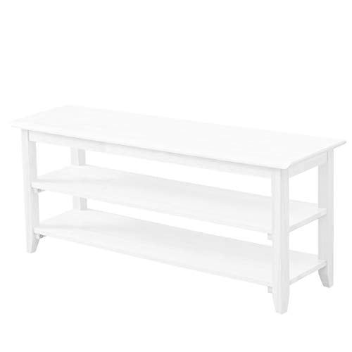 3-Tier Wood Heavy Duty Shoe Rack Bench for Entryway, Living Room, 40′′