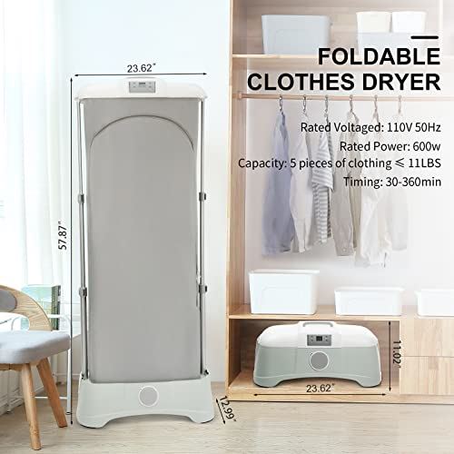 Clothes Dryer with PTC Drying & Intelligent Timer, 110V 600W Foldable Dryer