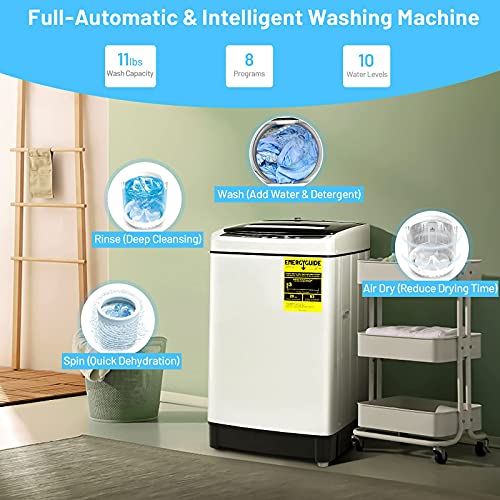 Machine, 11Lbs Capacity Full-automatic Washer with 8 Wash Programs