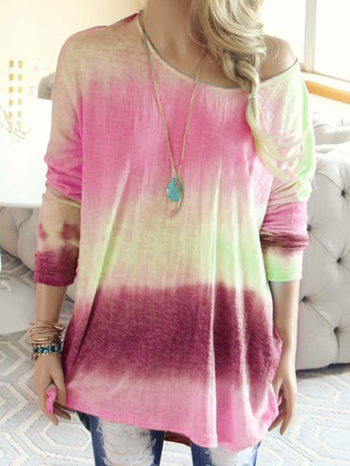 Casual Patchwork Color-Block Shirts & Tops