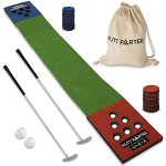 Indoor-Outdoor Golf Game Set, Golf Pong Putting Game w/ 11 Ft. Flat Green for All Ages