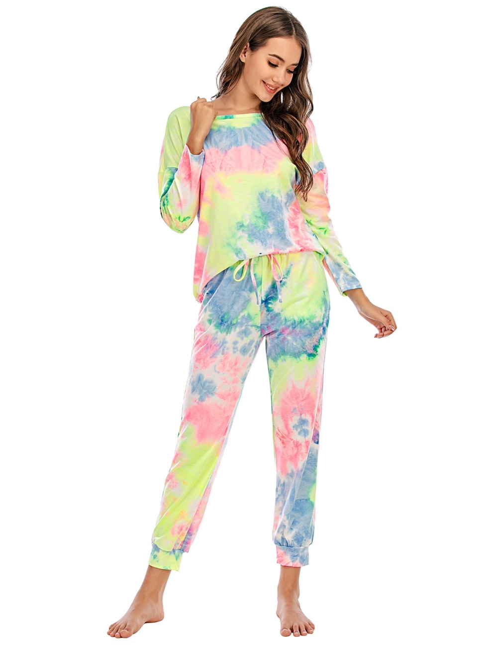Autumn Two Piece Tie Dye Pants Pajama Set