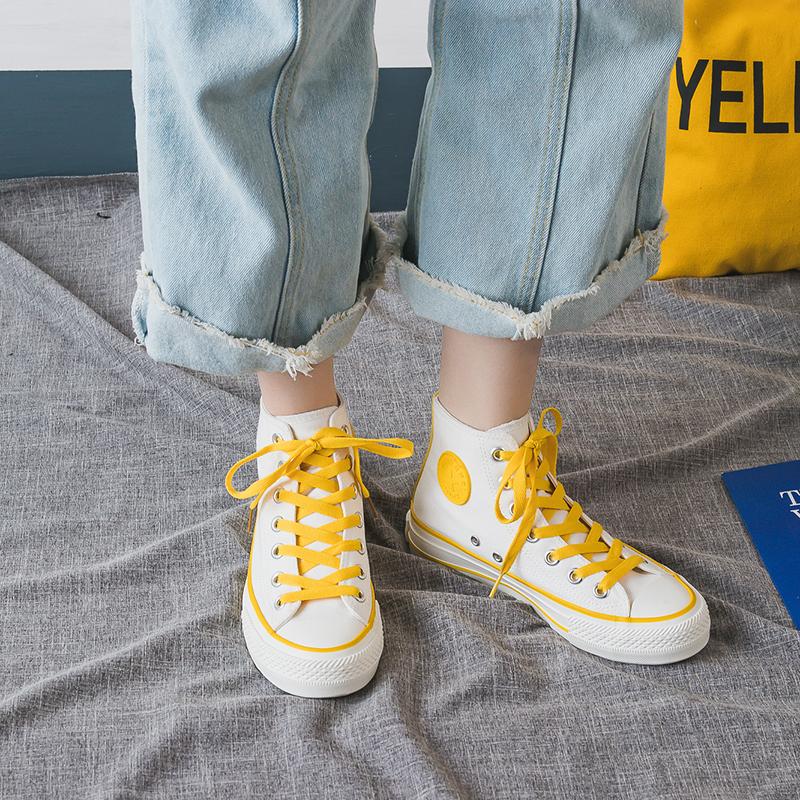 Women's Fashion Casual Solid Color High Canvas Sneakers