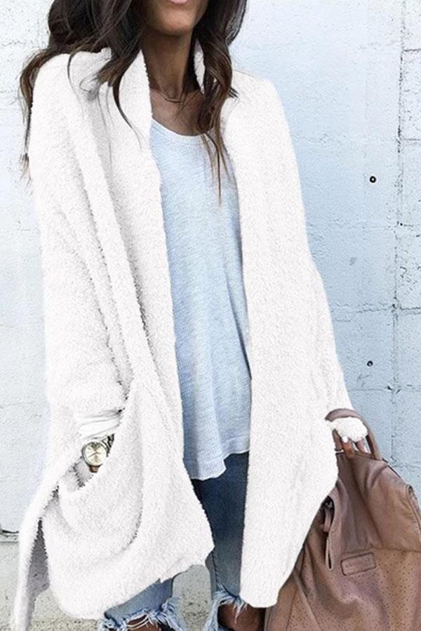 Fashion Splicing Long Fluffy Coat