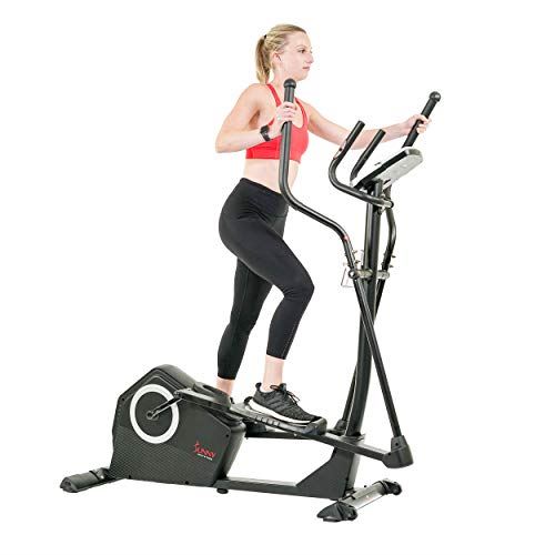 Sunny Health & Fitness Programmable Cardio Elliptical Trainer, for Men and Women- Black