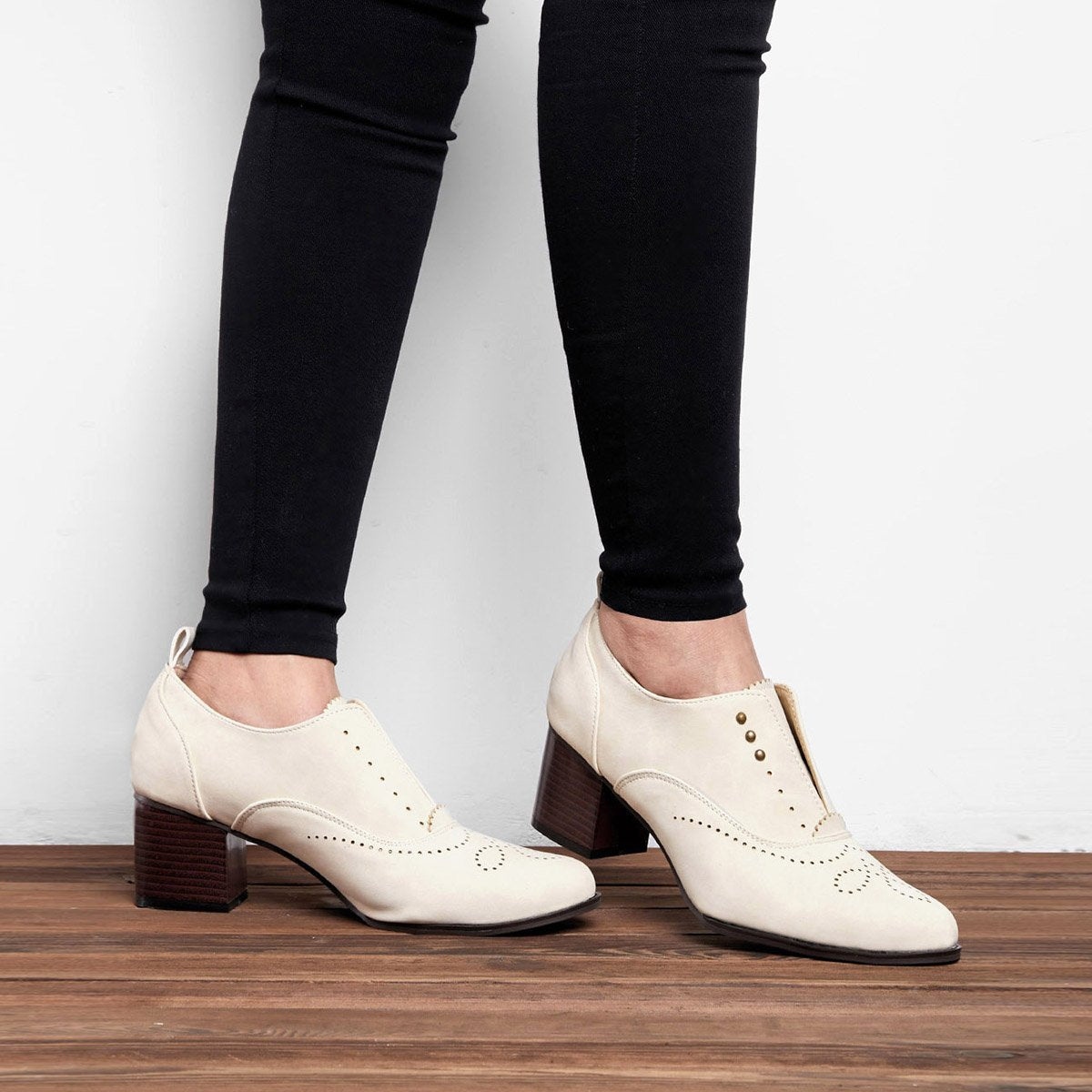 Vintage Slip On Booties Chunky Heel Pu Boots