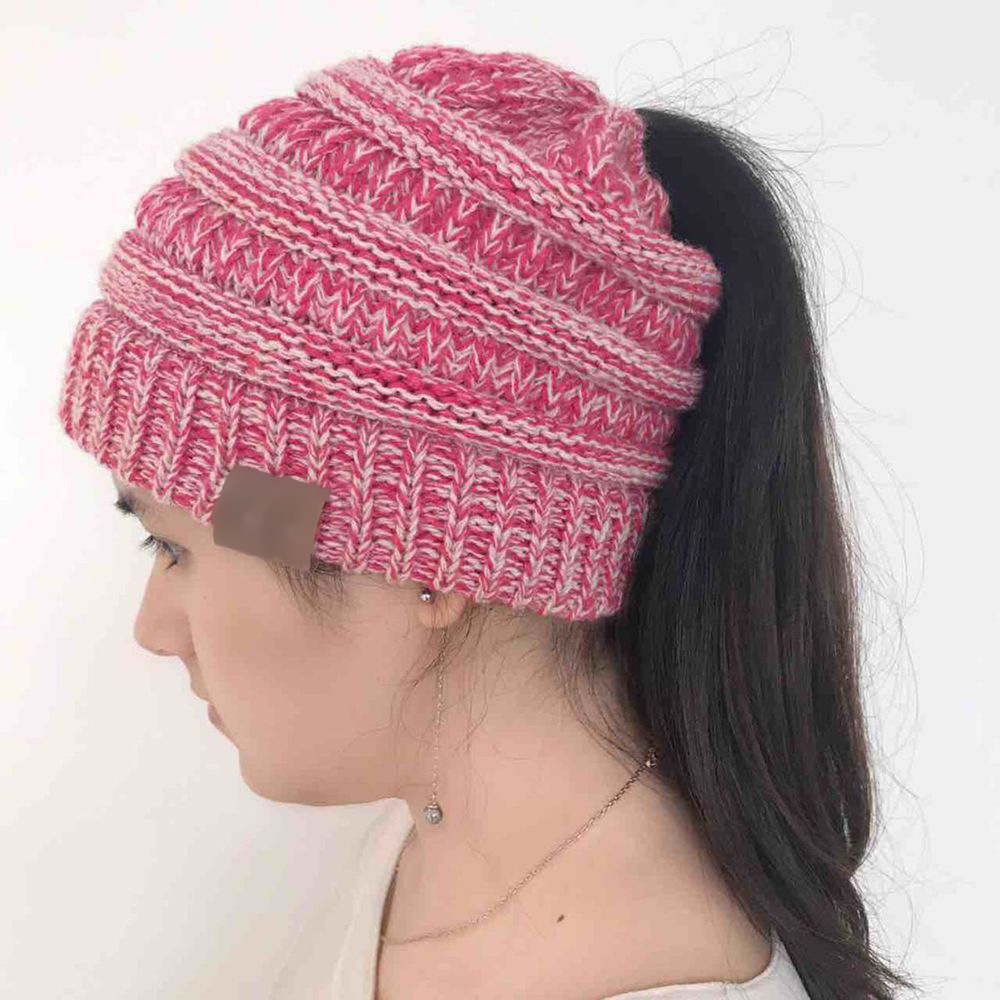 Horsetail knitting hat Keep warm Horsetail