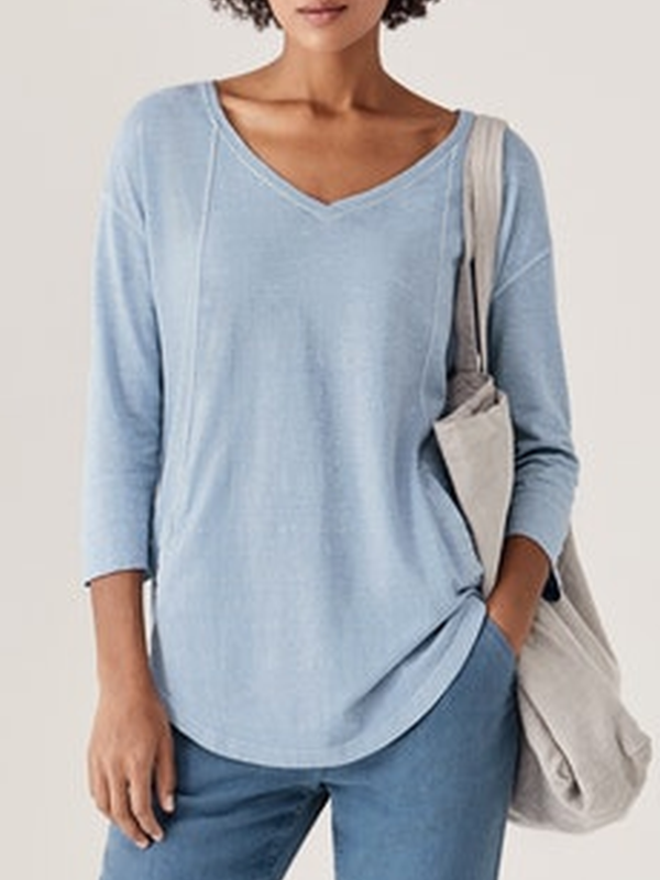 V Neck Long Sleeve Shirts & Tops