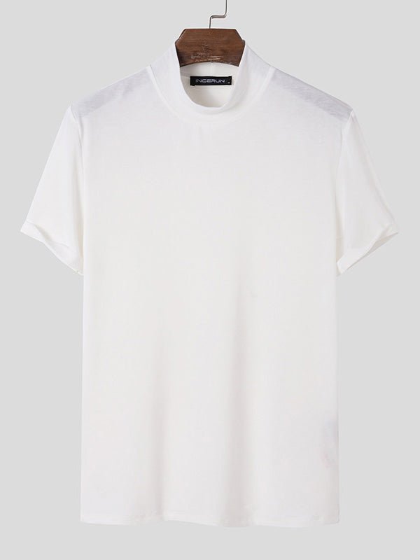 تي شيرت رجالي بياقة عالية بقصة ضيقة