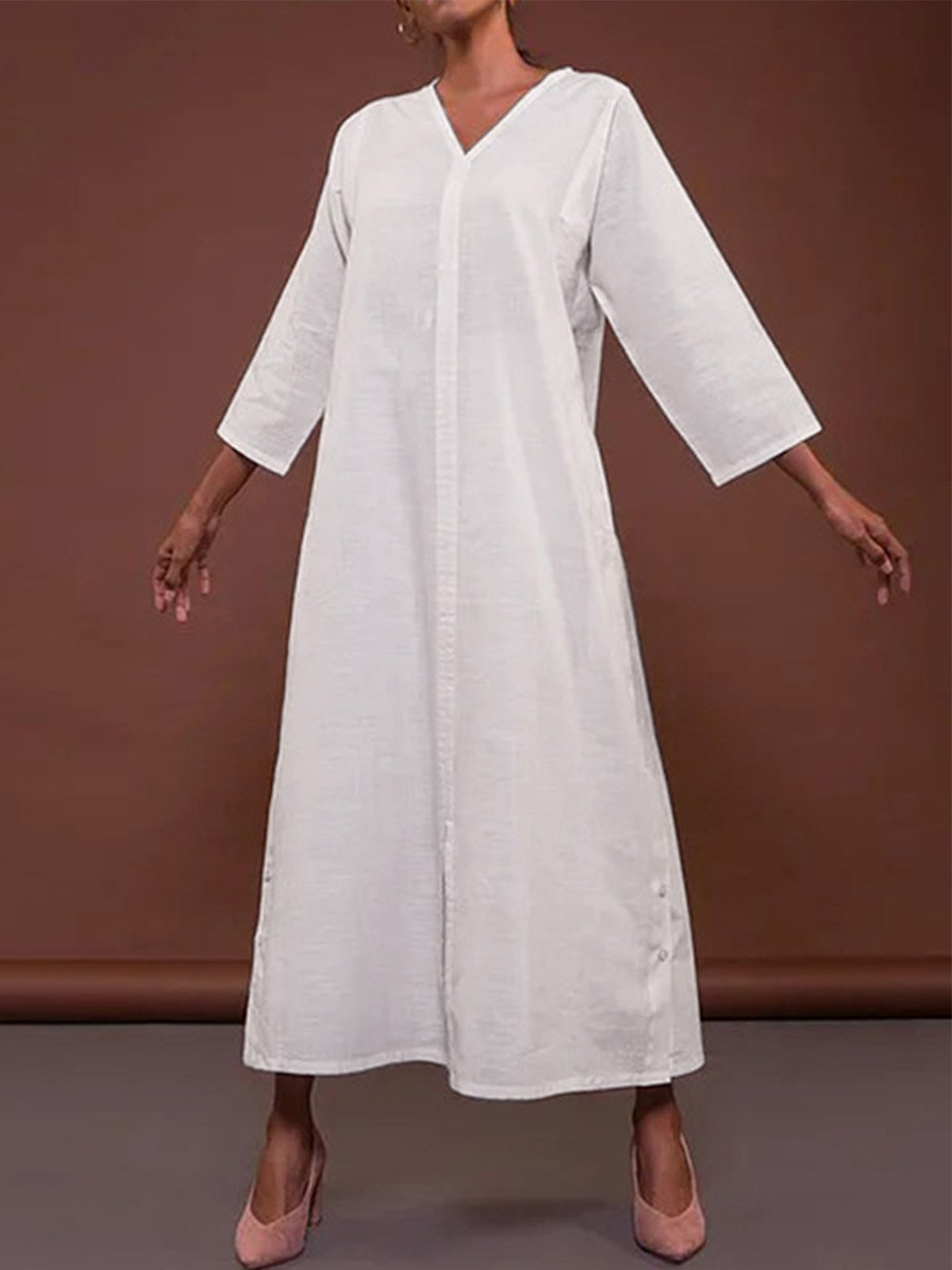 V Neck 3/4 Sleeve Dresses