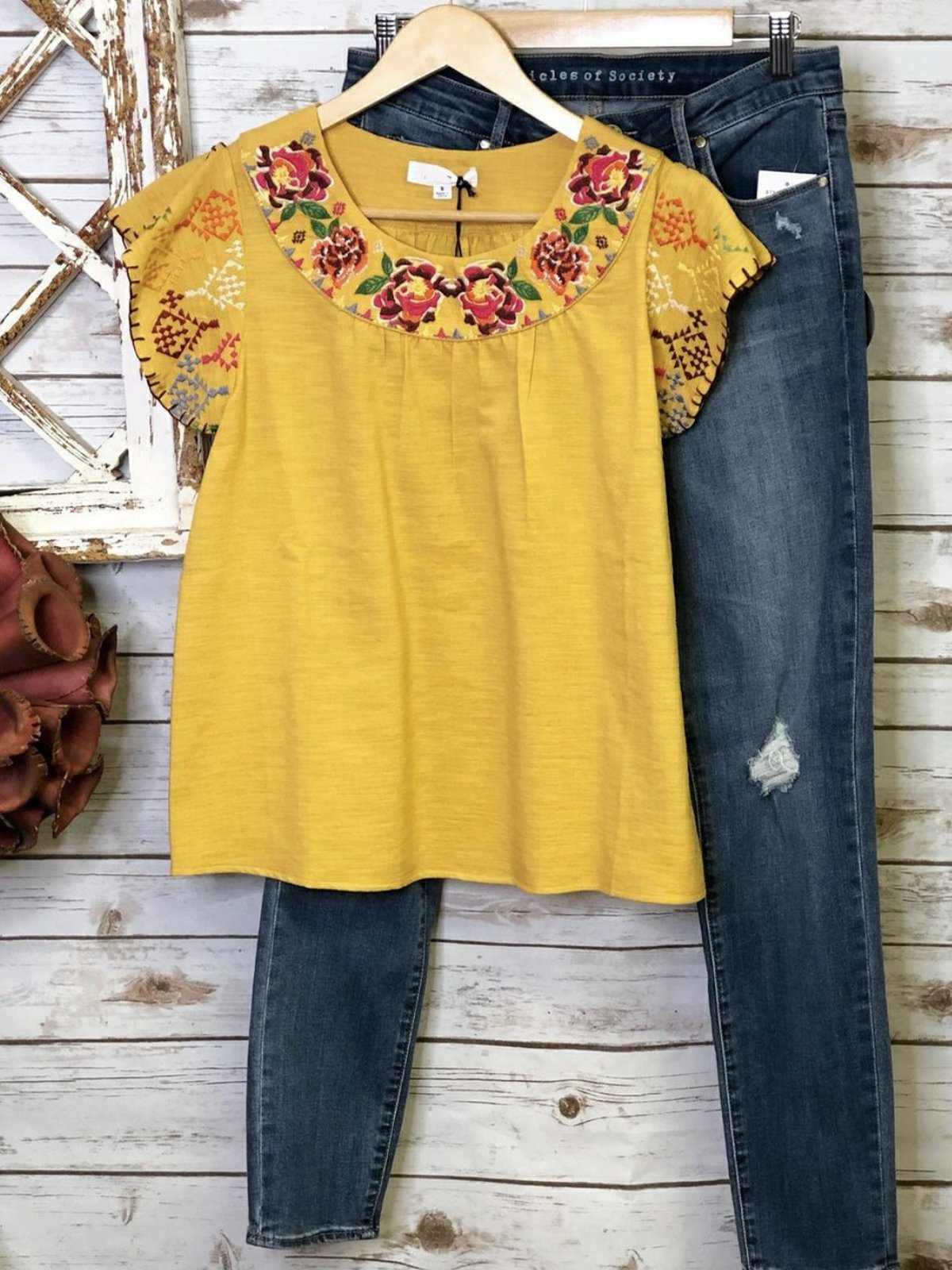 Boho Short Sleeve Cotton-Blend Simple & Basic Crew Neck Shirts & Tops