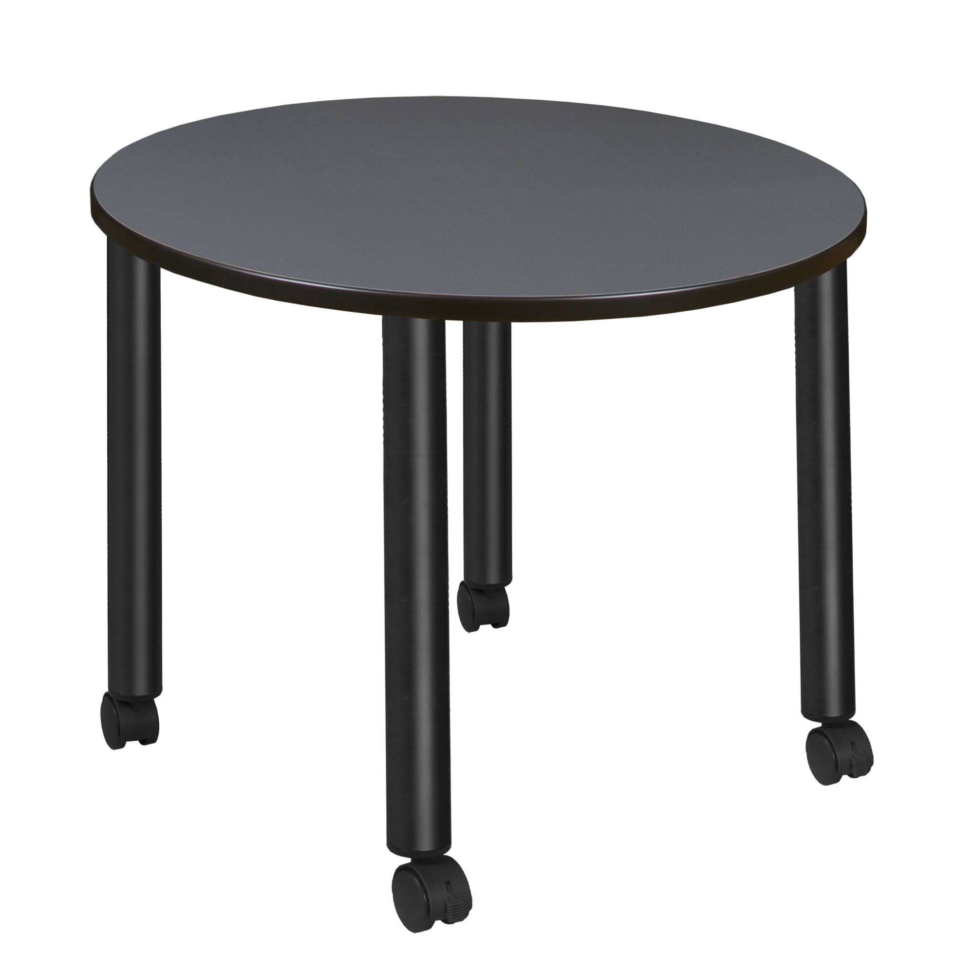Regency Kee 36x22 Round Mobile Breakroom Table- Grey/ Black