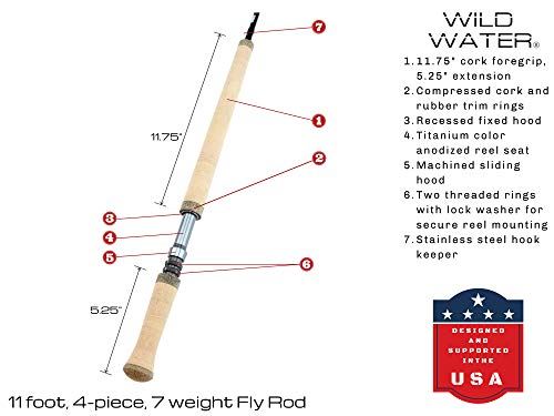 Wild Water Fly Fishing 11 Foot 4-Piece 7-Weight Switch Rod Complete Fly Fishing Rod