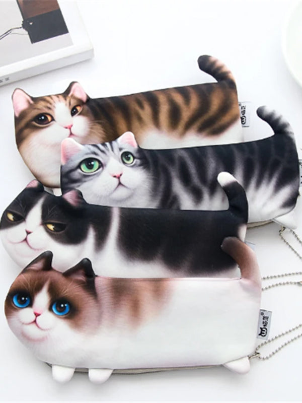 Cartoon Cat Pencil Case Soft cloth School Stationery Pen Bag Gift