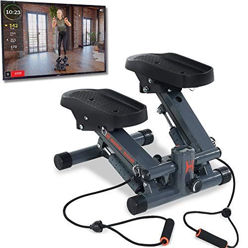 Bluetooth Cardio Stair Stepper with Adjustable Resistance Bands &  MyCloudFitness App