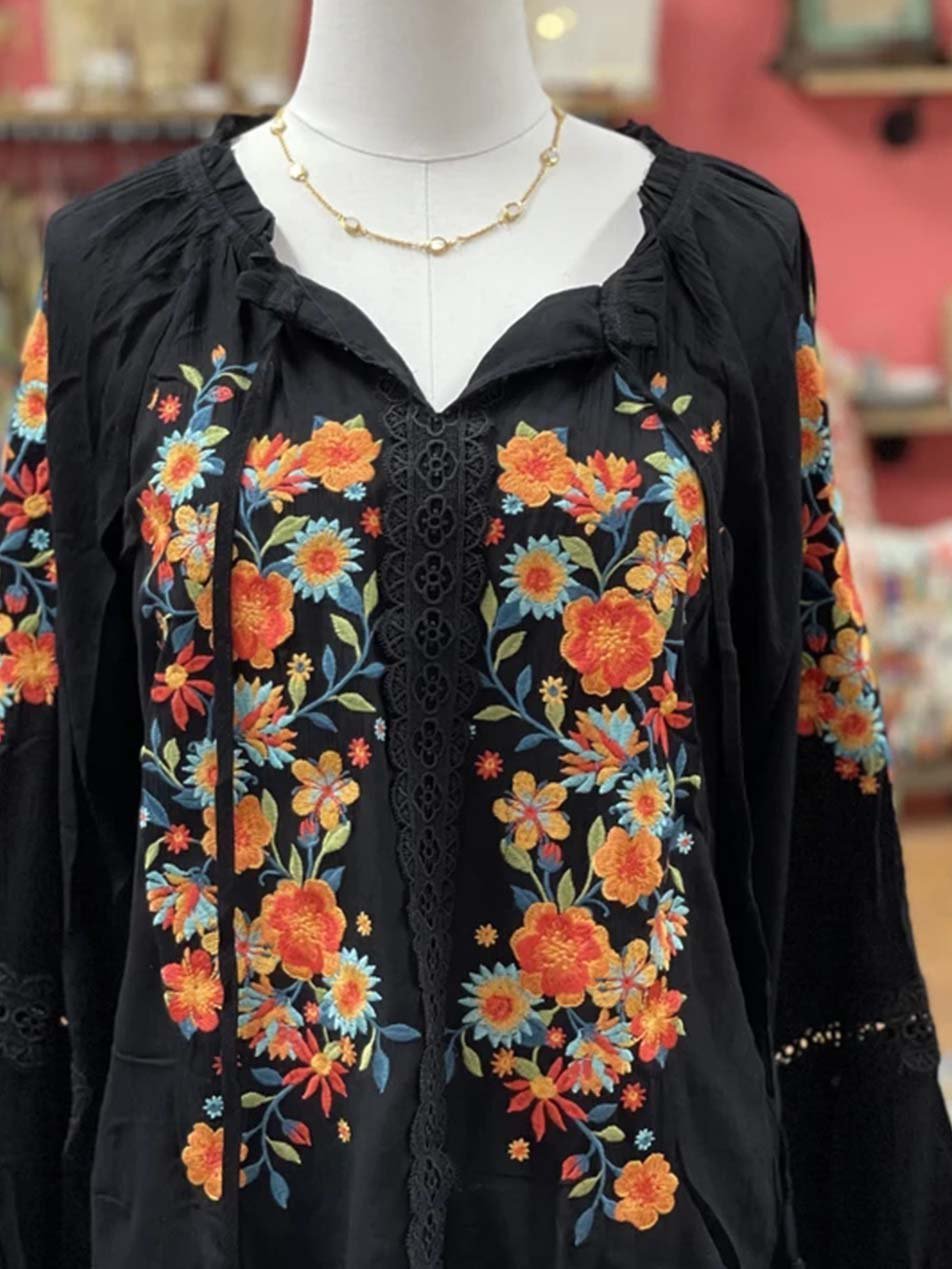 Long Sleeve Cotton-Blend Casual Shift Shirts & Tops