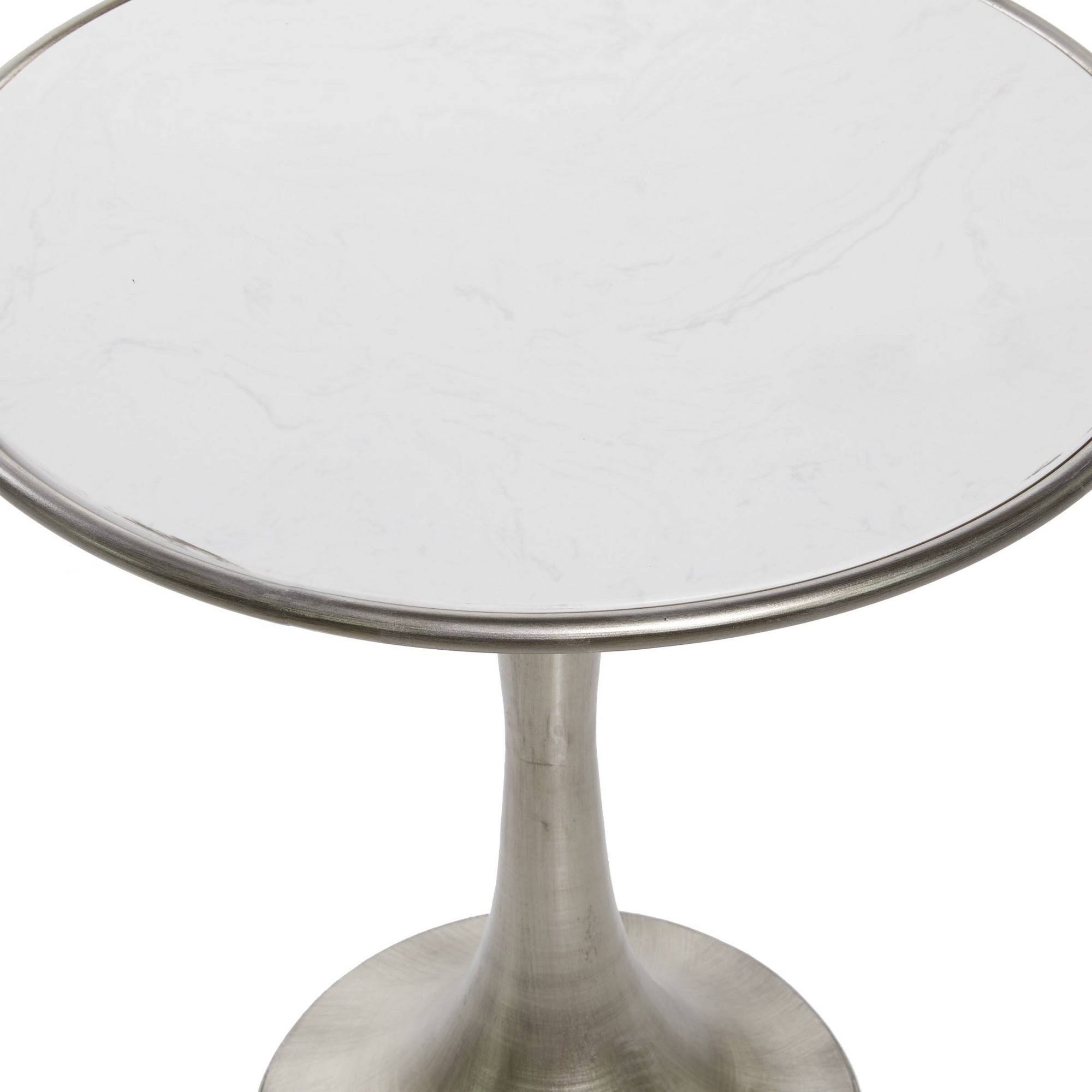 Litton Lane Silver Marble Industrial Accent Table