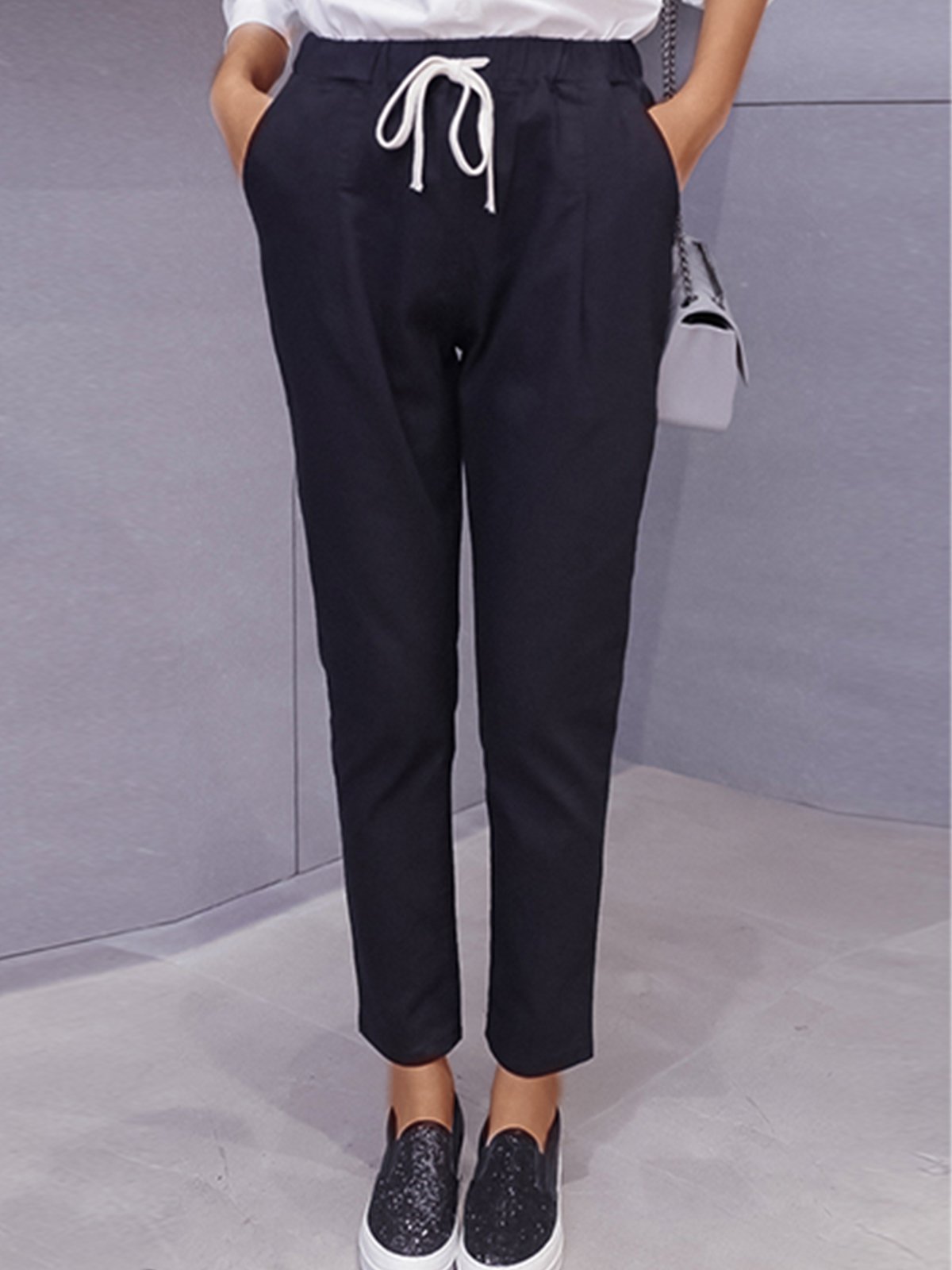 Plus Size Women Plain Casual Pants