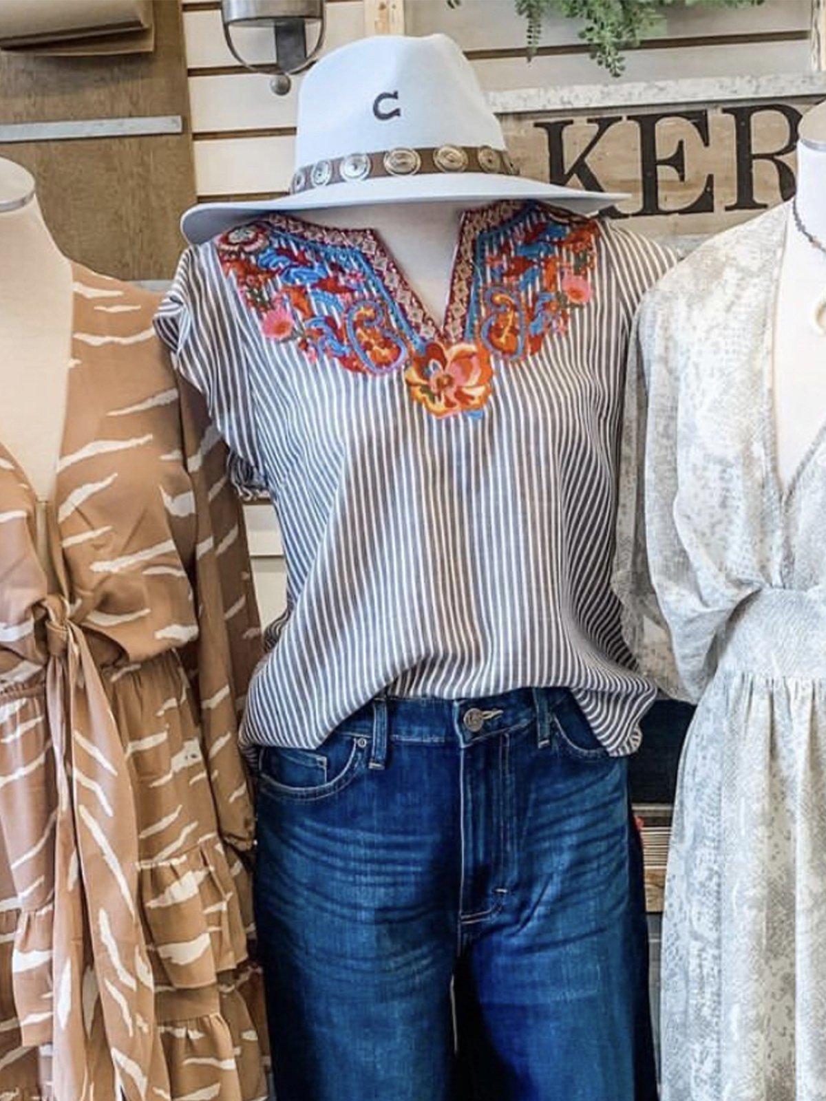 V Neck Cotton-Blend Vintage Shift Shirts & Tops