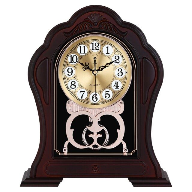 European Style Retro Silent Living Room Household Clock With Solid Wood