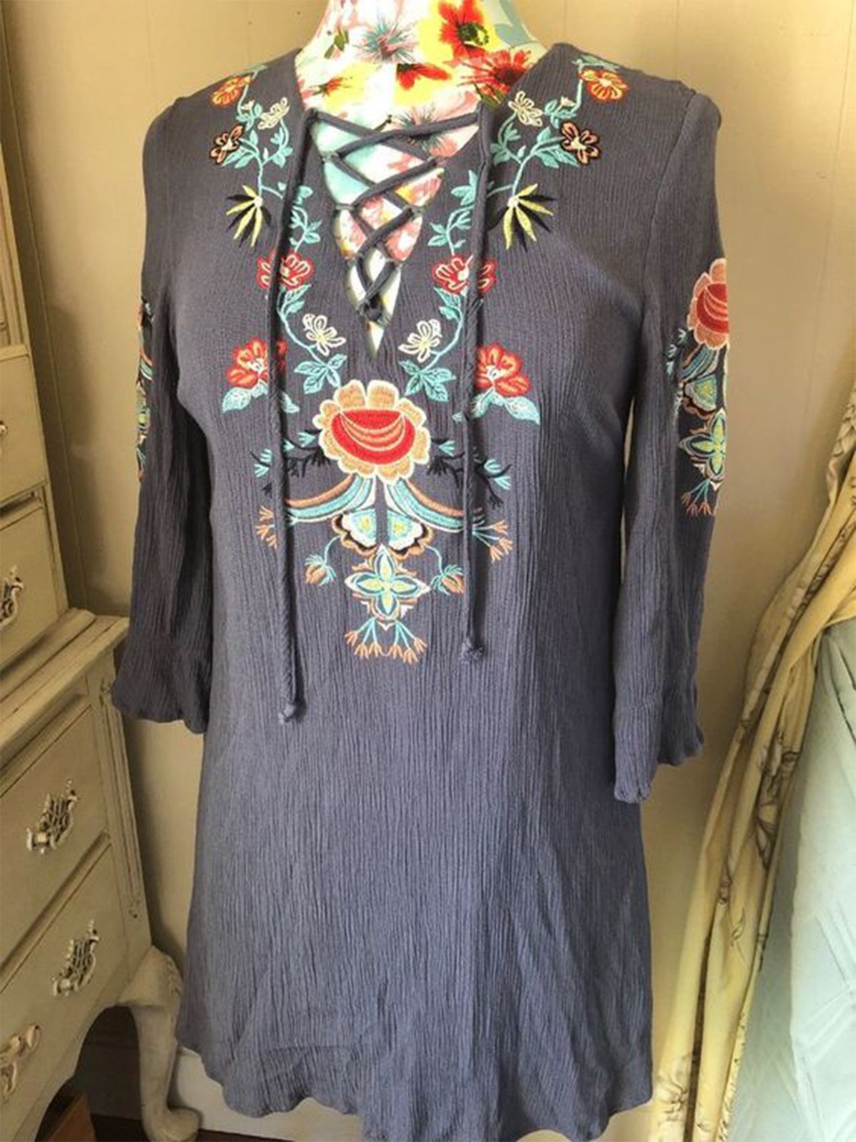 Floral Half Sleeve Casual Shift Shirts & Tops