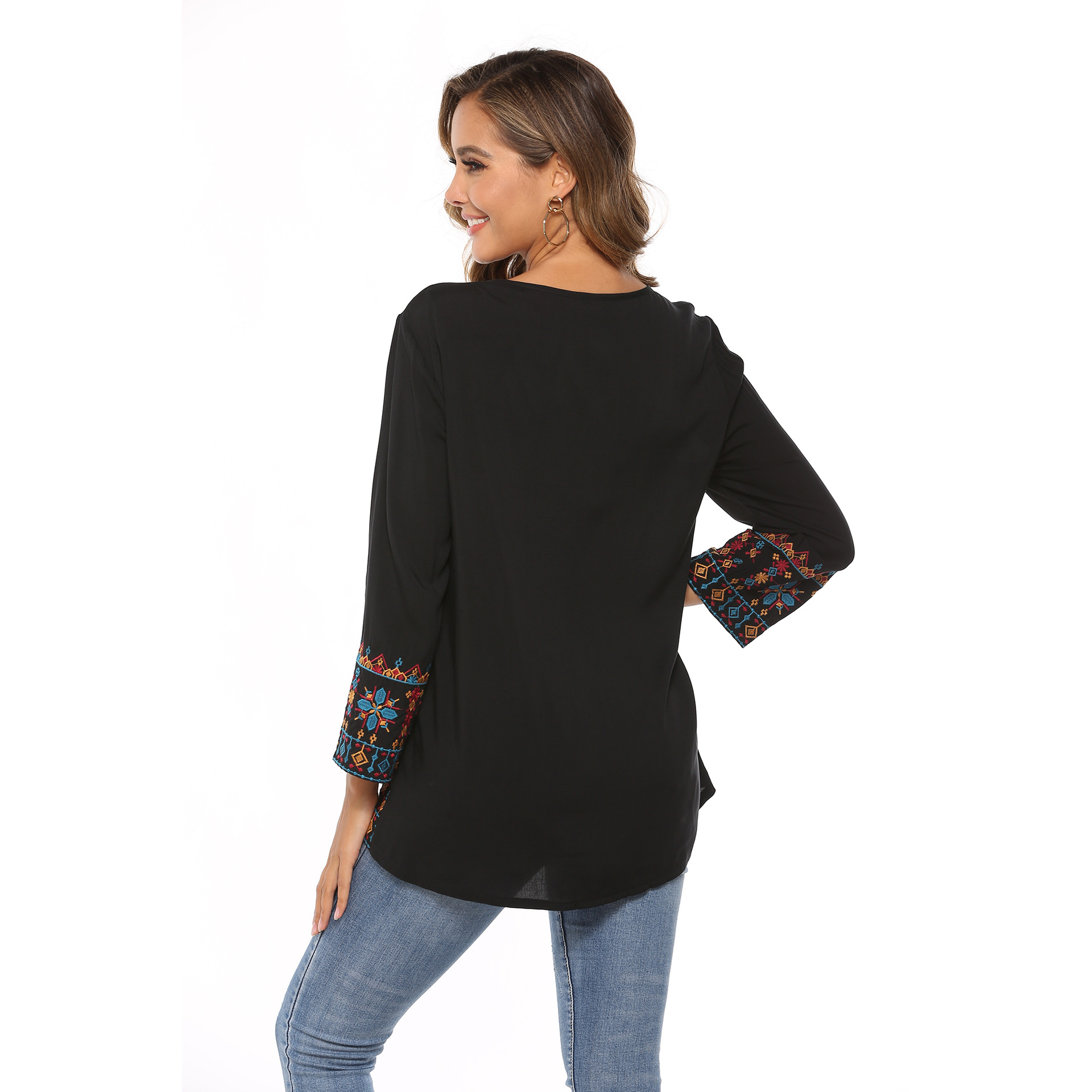 Women's Long Sleeve Top Embroidery Rodeo Style