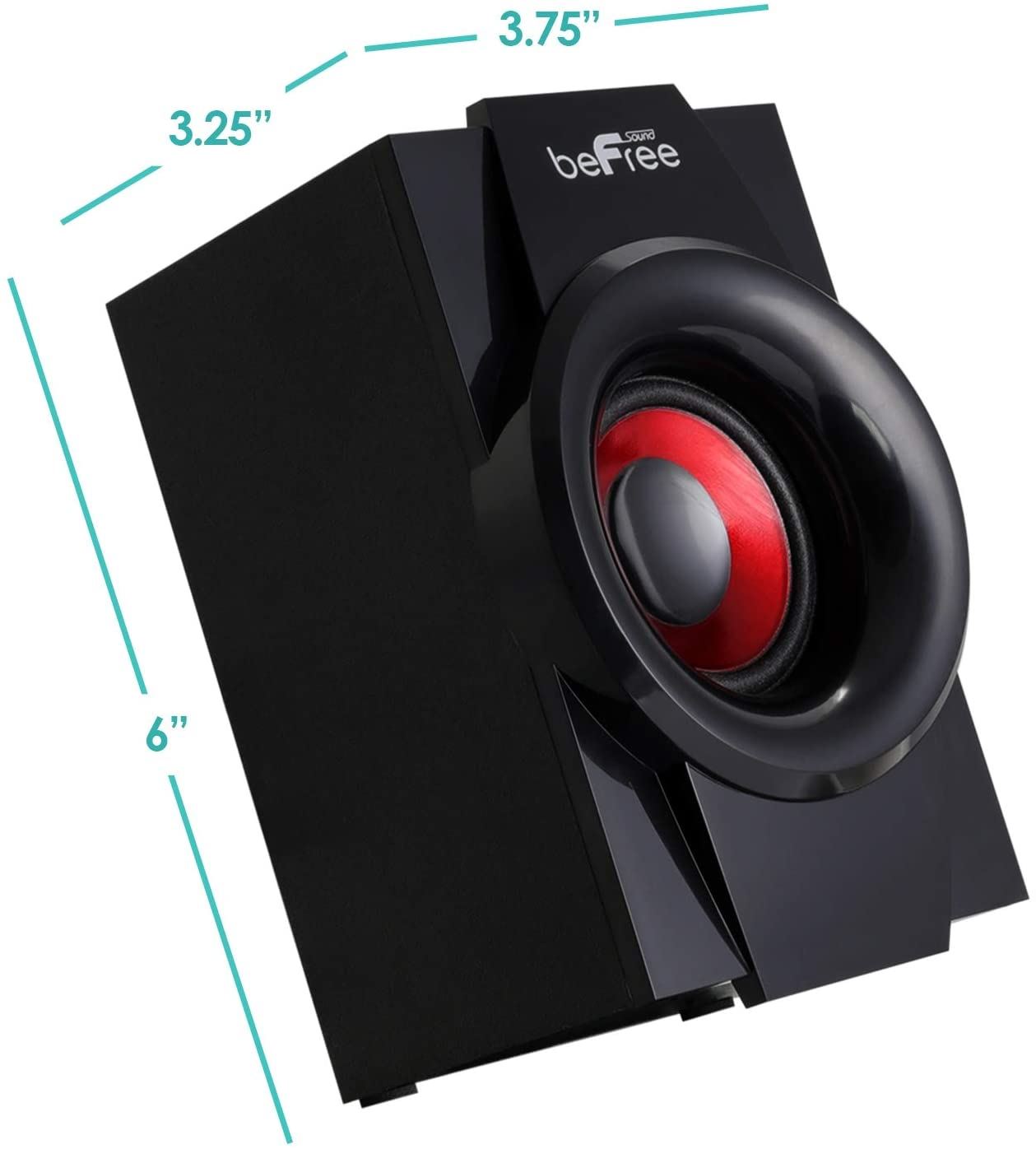 Befree Sound 5.1 Channel Surround Sound Bluetooth Speaker System- Red