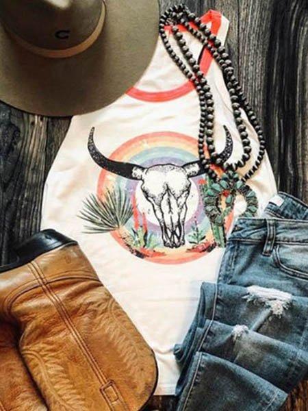 White Shift Floral-Print Casual Shirts & Tops