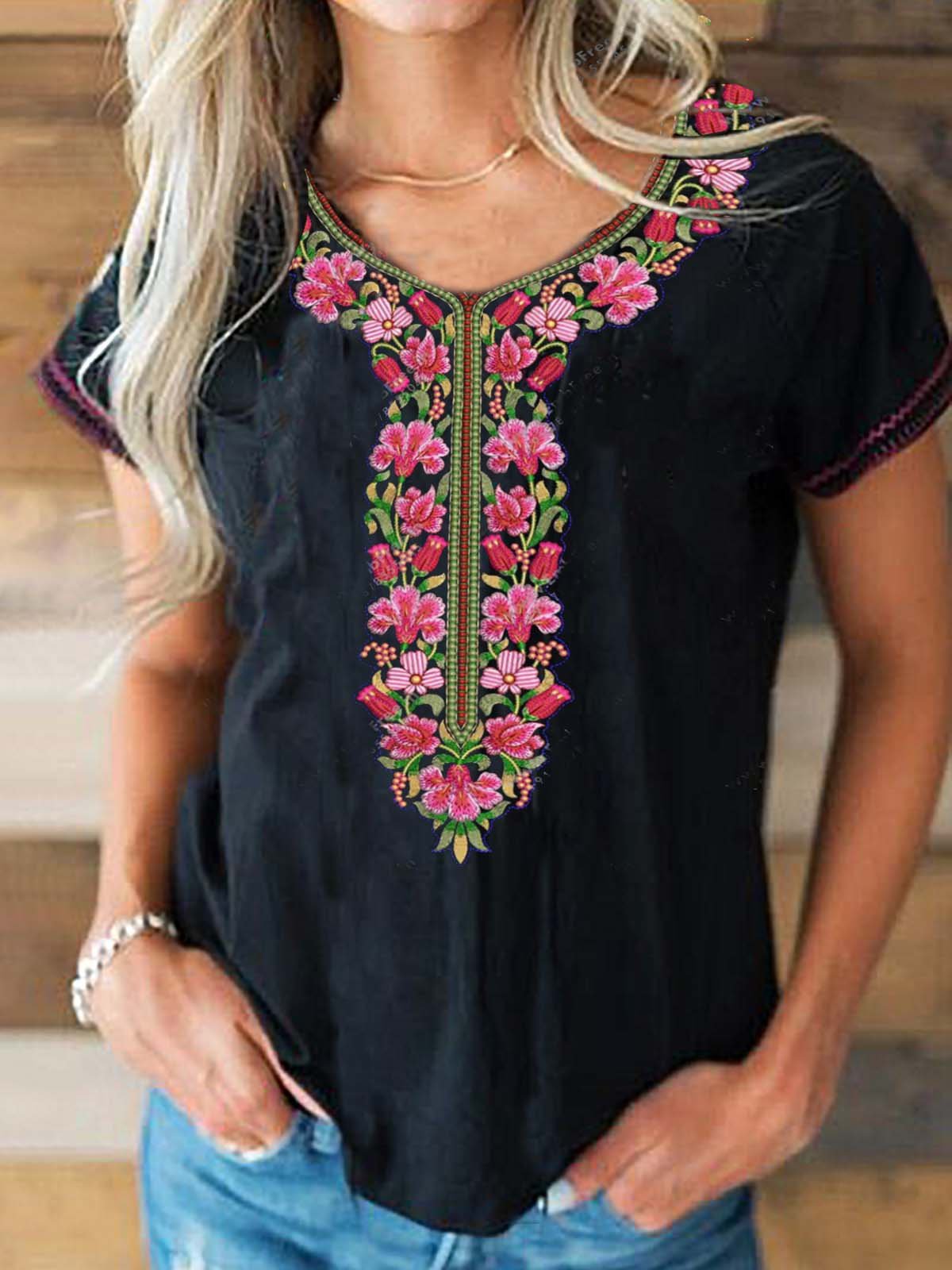 Crew Neck Short Sleeve Casual Shirts & Tops